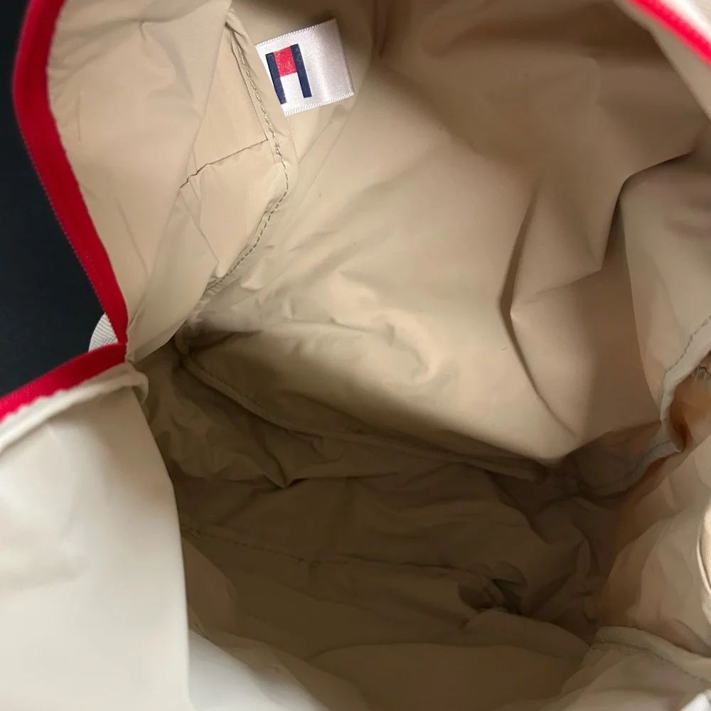 Tommy Hilfiger Vintage Backpack Y2K Tan Red School BTS College Book Bag Colorful